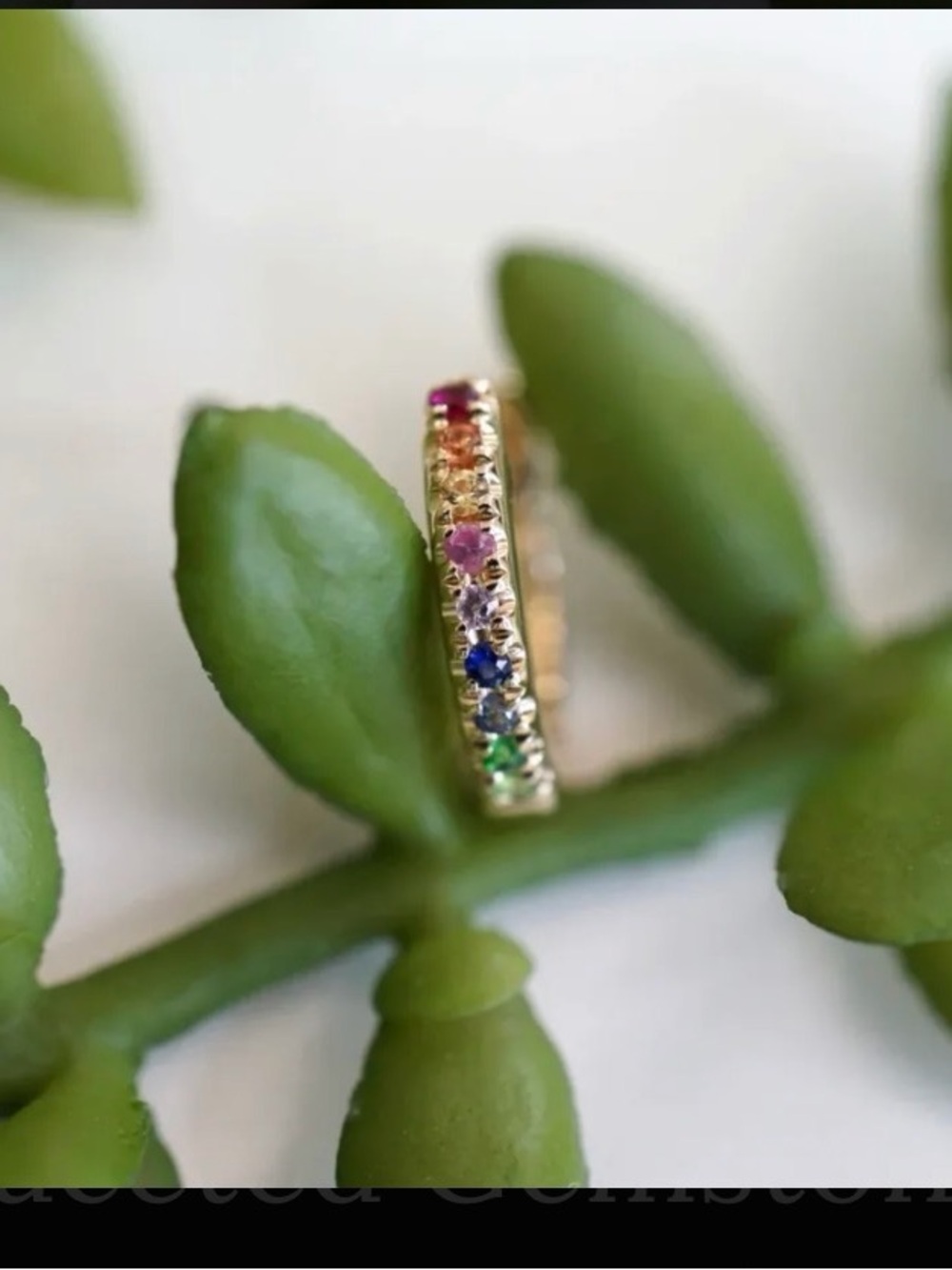 14k Gold Rainbow Gemstone Hoop Earring Clicker 🌈